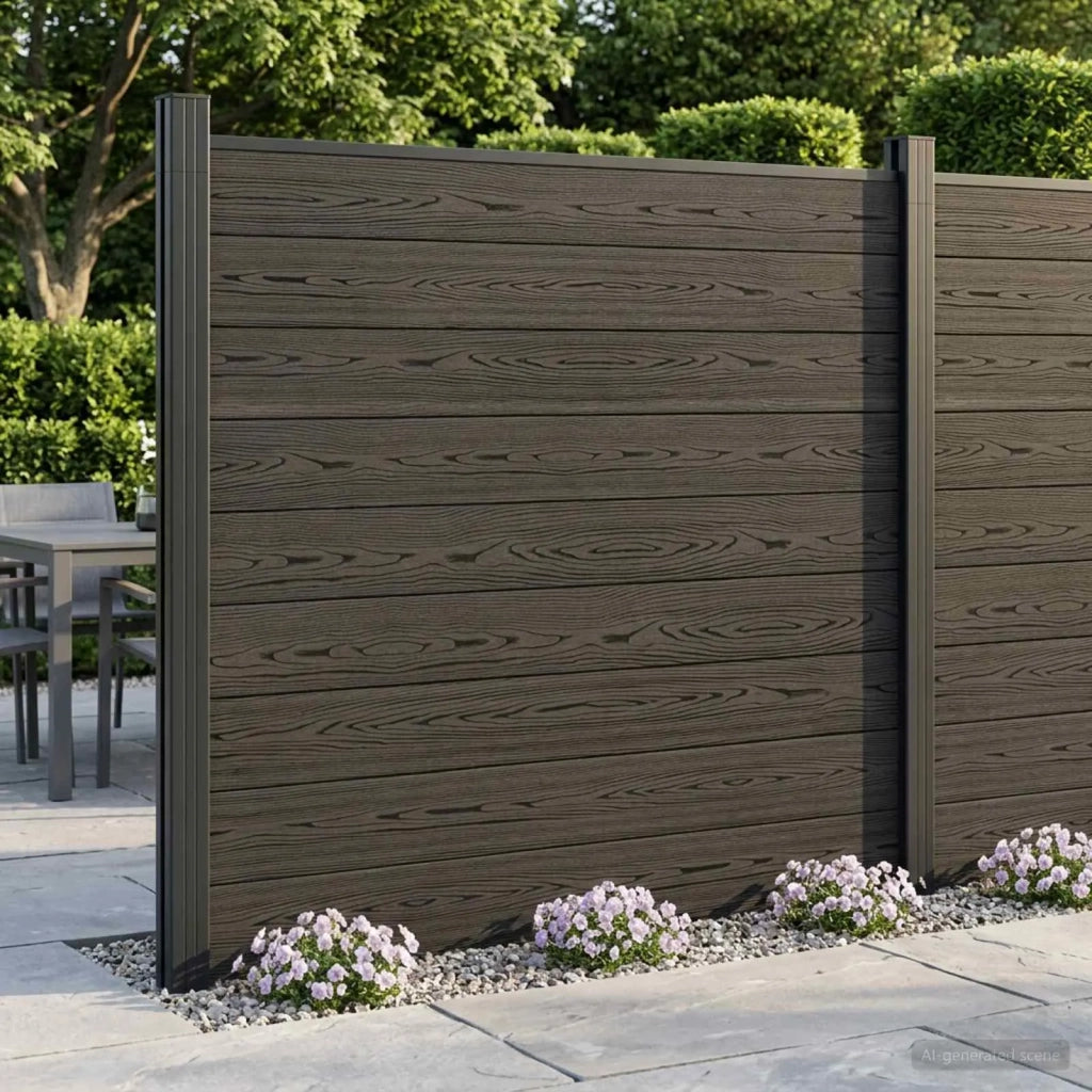 Set di Recinzione 9 pz 1564 x 186 cm WPC e Alluminio Nero 3429419