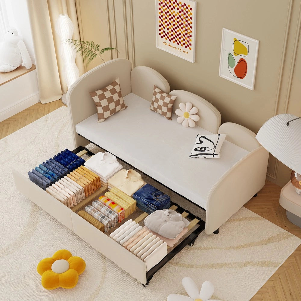 Divano Letto Singolo Imbottito con Cassetti ¨C MINIMAL ¨C Velluto