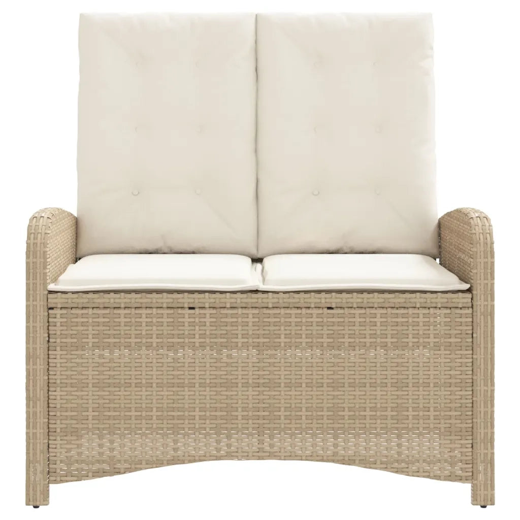 Panca Reclinabile da Giardino con Cuscini-Sgabello-Sedia da esterno Beige in Polyrattan 872613