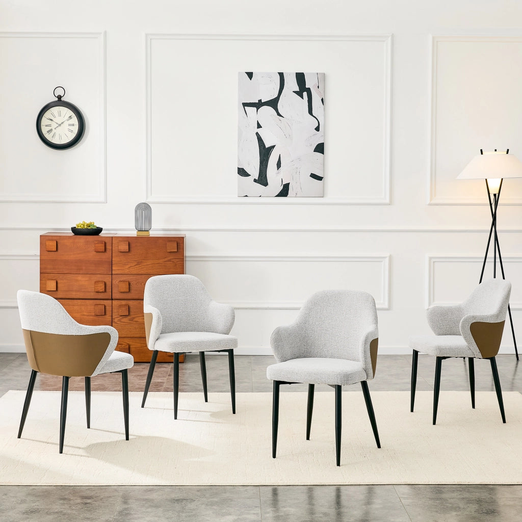 SEDIA DA PRANZO Set da 2 pezzi 83 cm Tessuto grigio chiaro e metallo