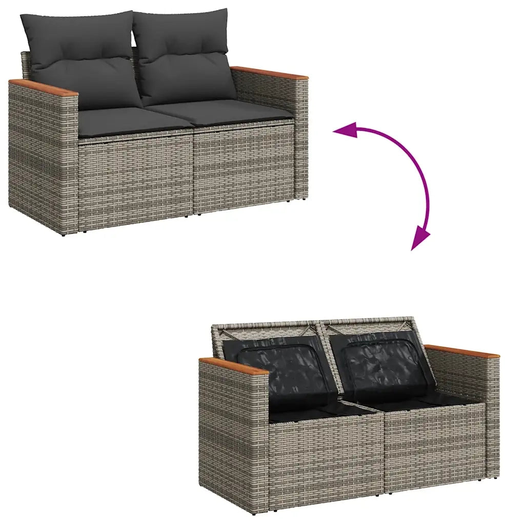 Set Divani da Giardino 7pz con Cuscini Grigio Polyrattan Acacia 3327511