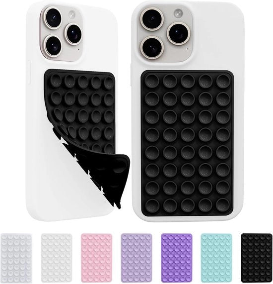 Accessori per smartphone neri | 2 pezzi confezionati, silicone, morsetti silicone, a doppia faccia, senza fili, accessori per smartphone, una presa forte, per selfie e video, neri