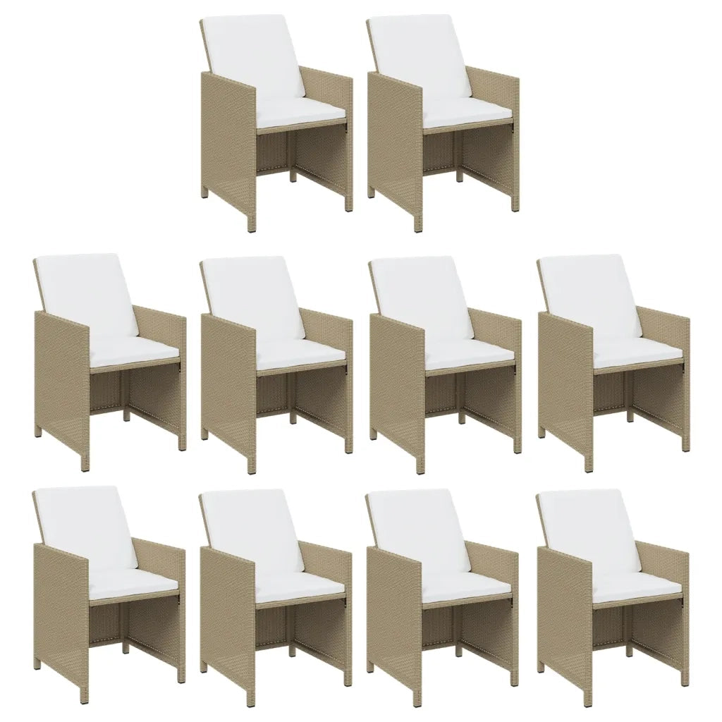 Set da Pranzo da Giardino 11 pz con Cuscini in Polyrattan Beige 3095608