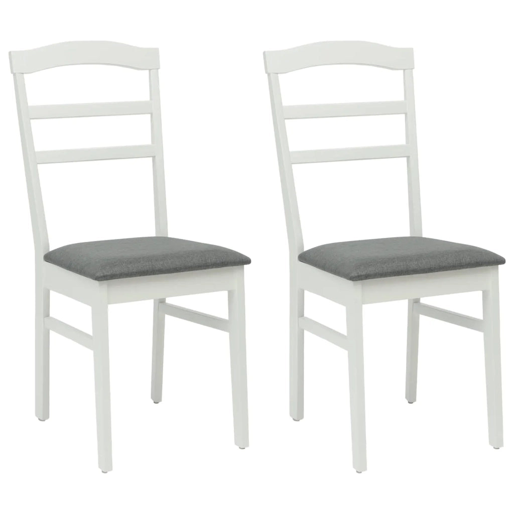 Sedia da pranzo 2 pcs Bianco e Grigio Legno di gomma solido 42020496