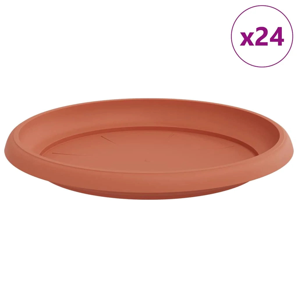 Set di 24 vassoi rotondi per fiori design moderno per interni/esterni 14 x 2 cm plastica rosso mattone 02_0059350