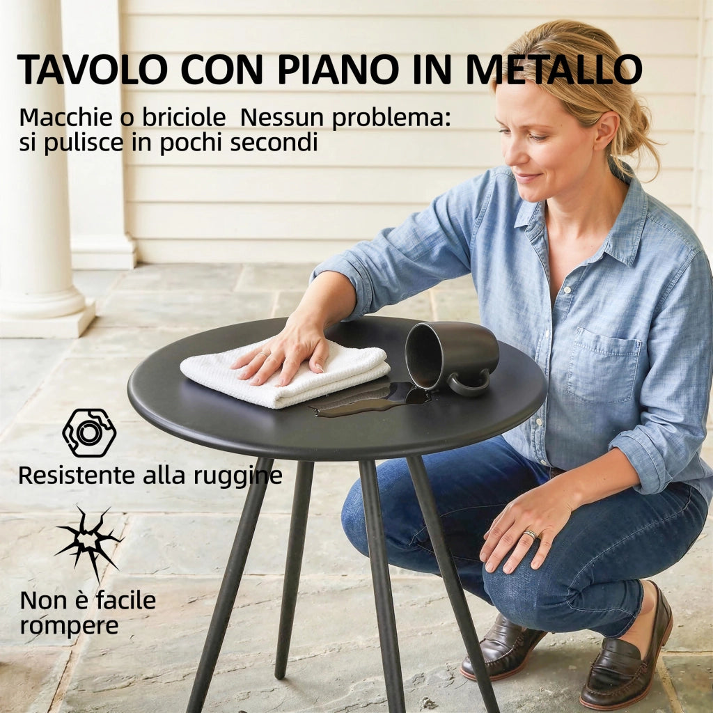 Set Bistr¨° 3 Pezzi ¨C zephmum ¨C Grigio, Rete e Metallo
