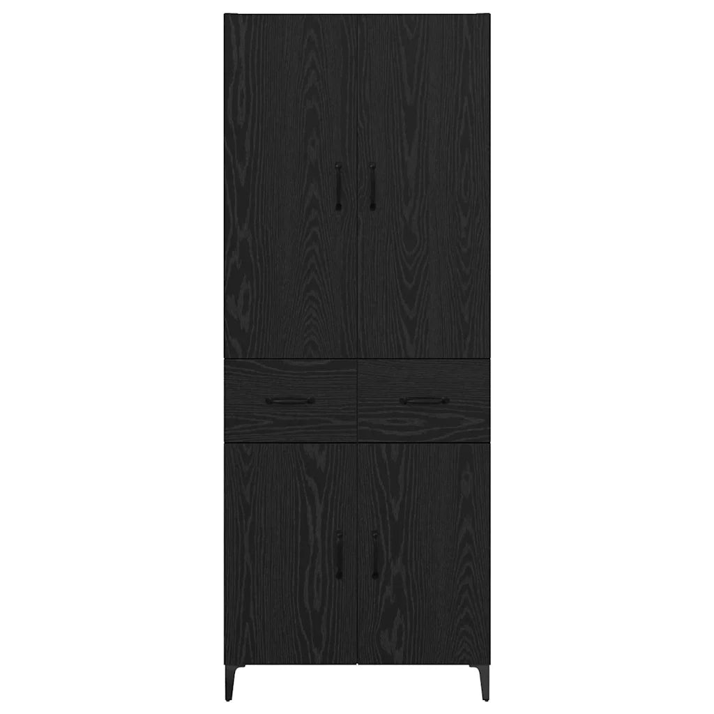 Credenza-Buffet-Armadio da cucina Rovere Nero 69,5 x 34 x 180 cm Legno multistrato 614695