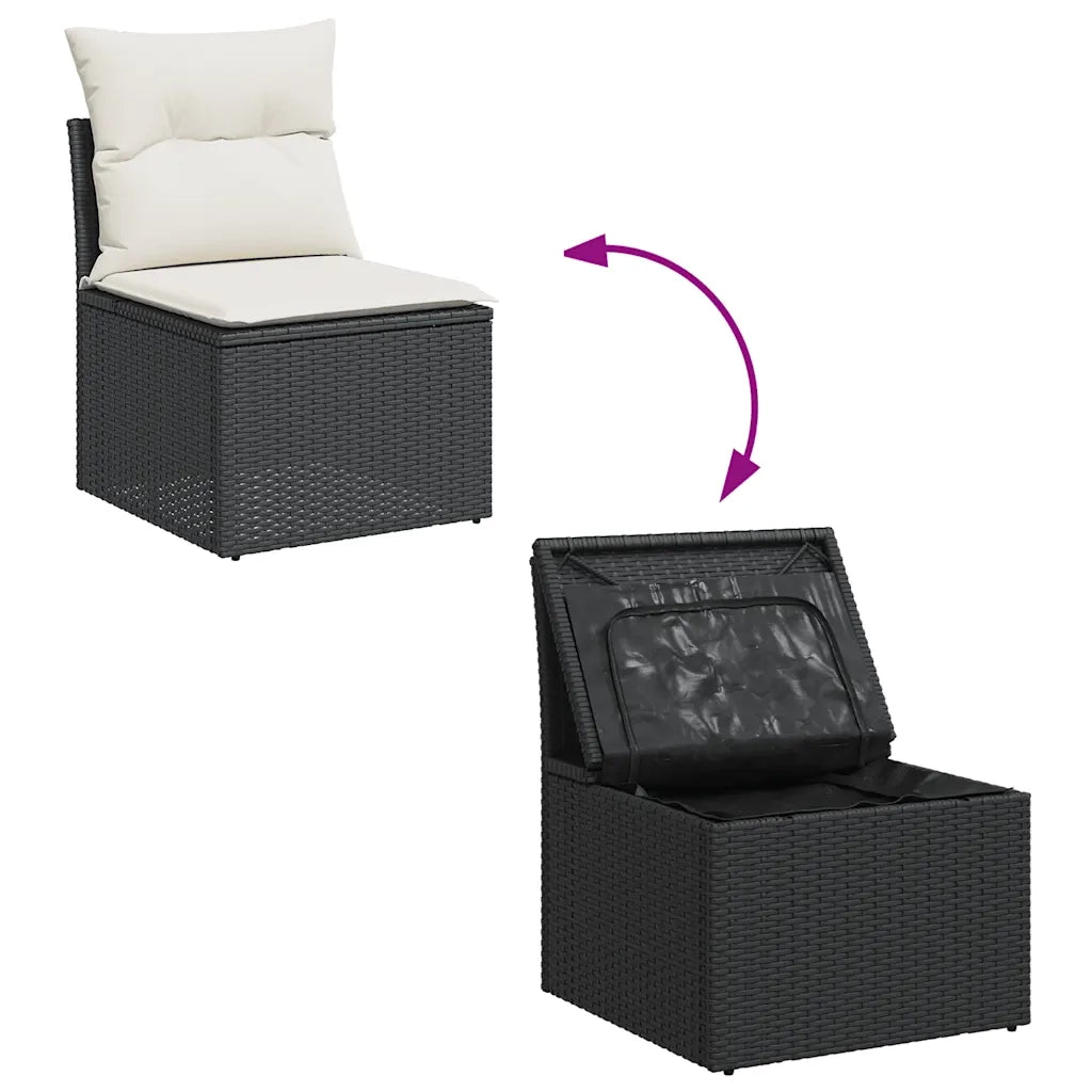 Set Divani da Giardino con Cuscini 7pz Nero Polyrattan 3327003