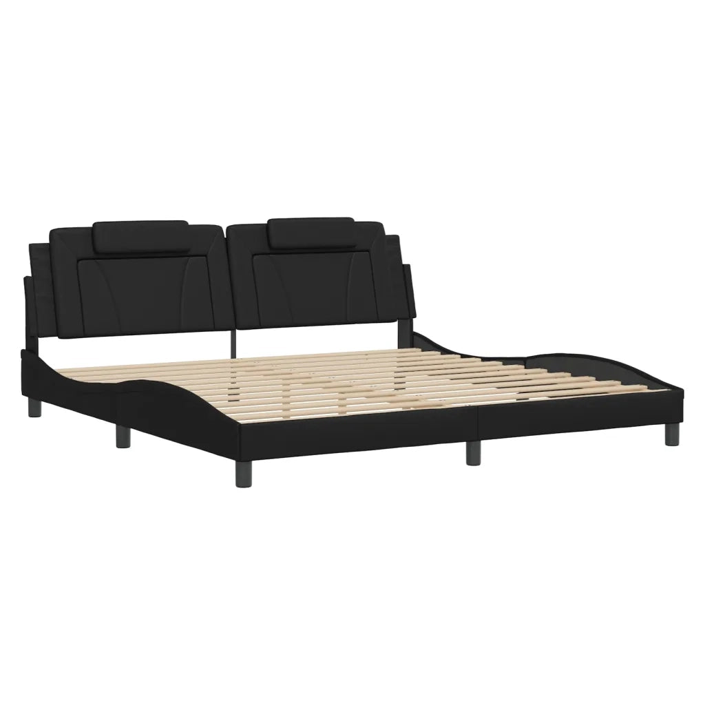Giroletto Viana con LED senza Materasso Nero 200x200 cm