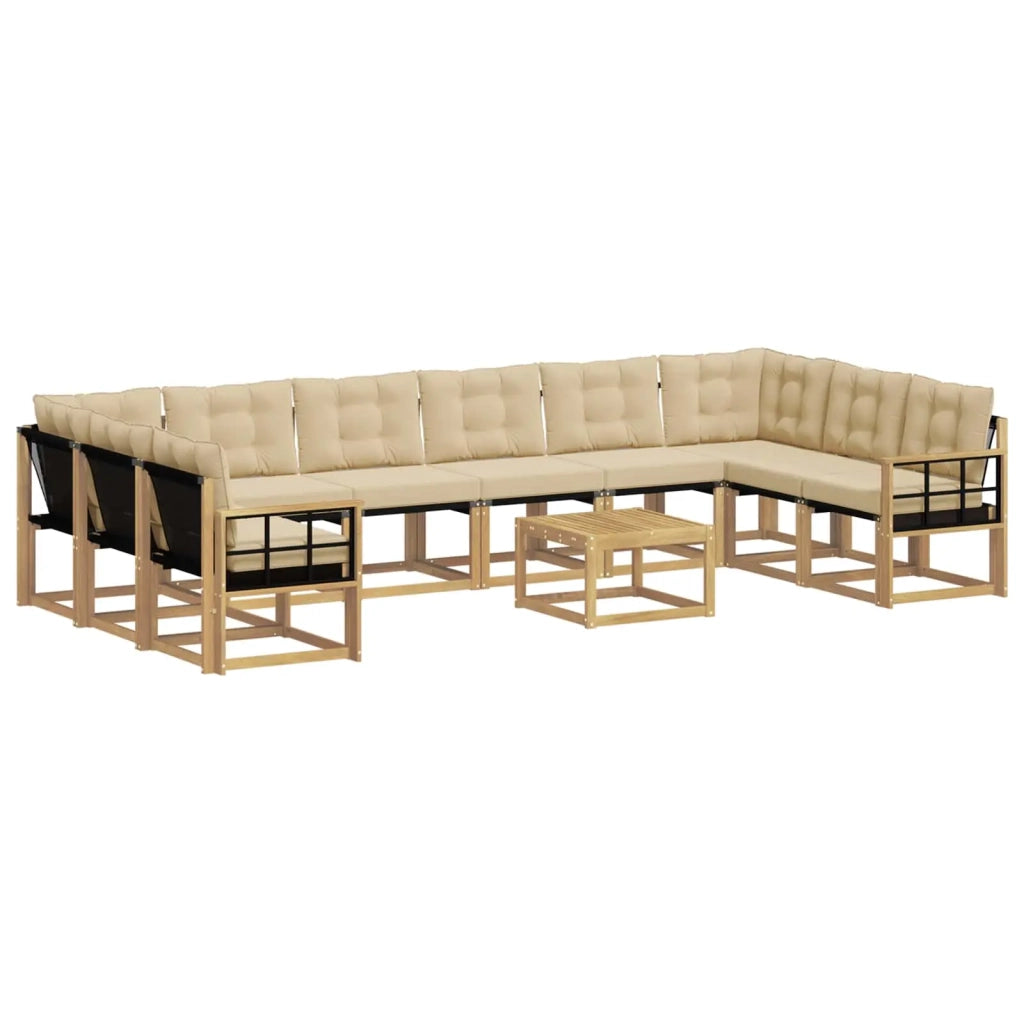 Set di divani da esterno 11 pz Bianco e Beige 3389939