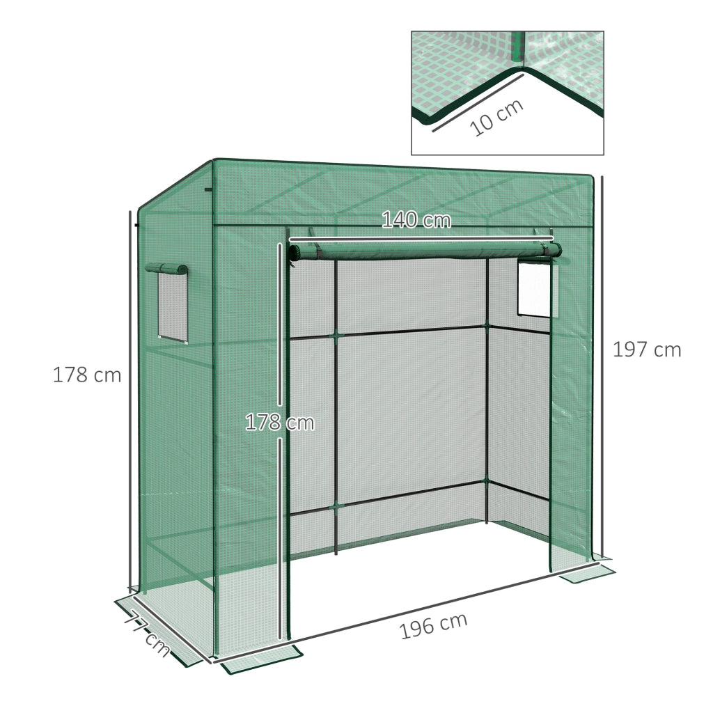 Serra da Esterno con Finestre a Rete e Porta a Cerniera ¨C zephmum ¨C Verde 196x77x197 cm