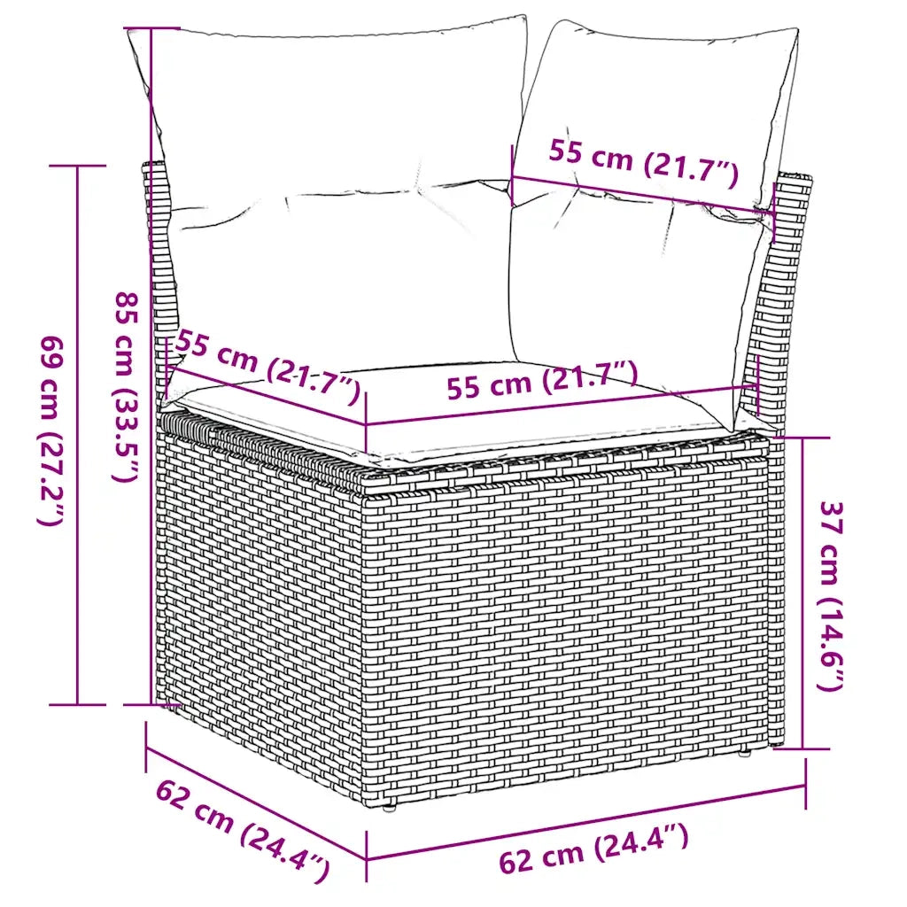 Set Divani da Giardino 9pz con Cuscini Marrone in Polyrattan 3218313