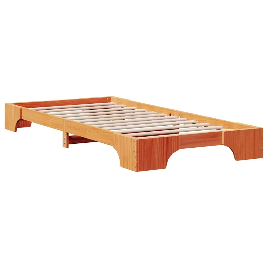 Letto singolo | Letto per adulti | Struttura del letto Marrone cerato 90 x 200 cm Pino massello