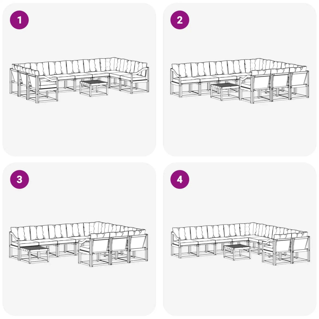 Set di divani da esterno 11 pz Bianco e Nero 3389942