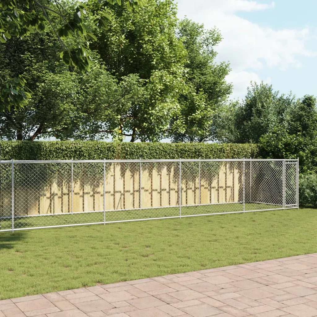 Gabbia per Cani con Porta Grigia 10x2x1,5 m in Acciaio Zincato CFW5720110