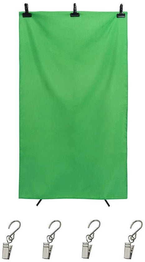 Pannello di sfondo fotografico 5 x 3,3 ft - Sfondopannello mousseline - Clip per sfondo - Sfondopannello per retouching verde - Design professionale - Prodotto duraturo e senza rilievi - Greenscreen