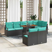 Set da Pranzo per Giardino con cuscino 9 pcs Nero e Verde acqua 3349731