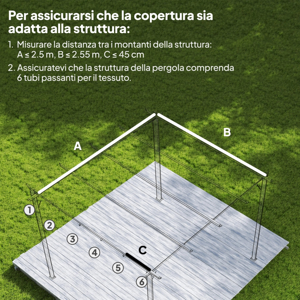 Tetto di Ricambio per Gazebo 3x3m ¨C Xylo ¨C Poliestere Crema 250x255cm