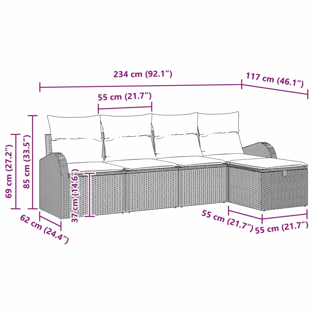 Set di divani con cuscino Grigio chiaro polyrattan 3359061