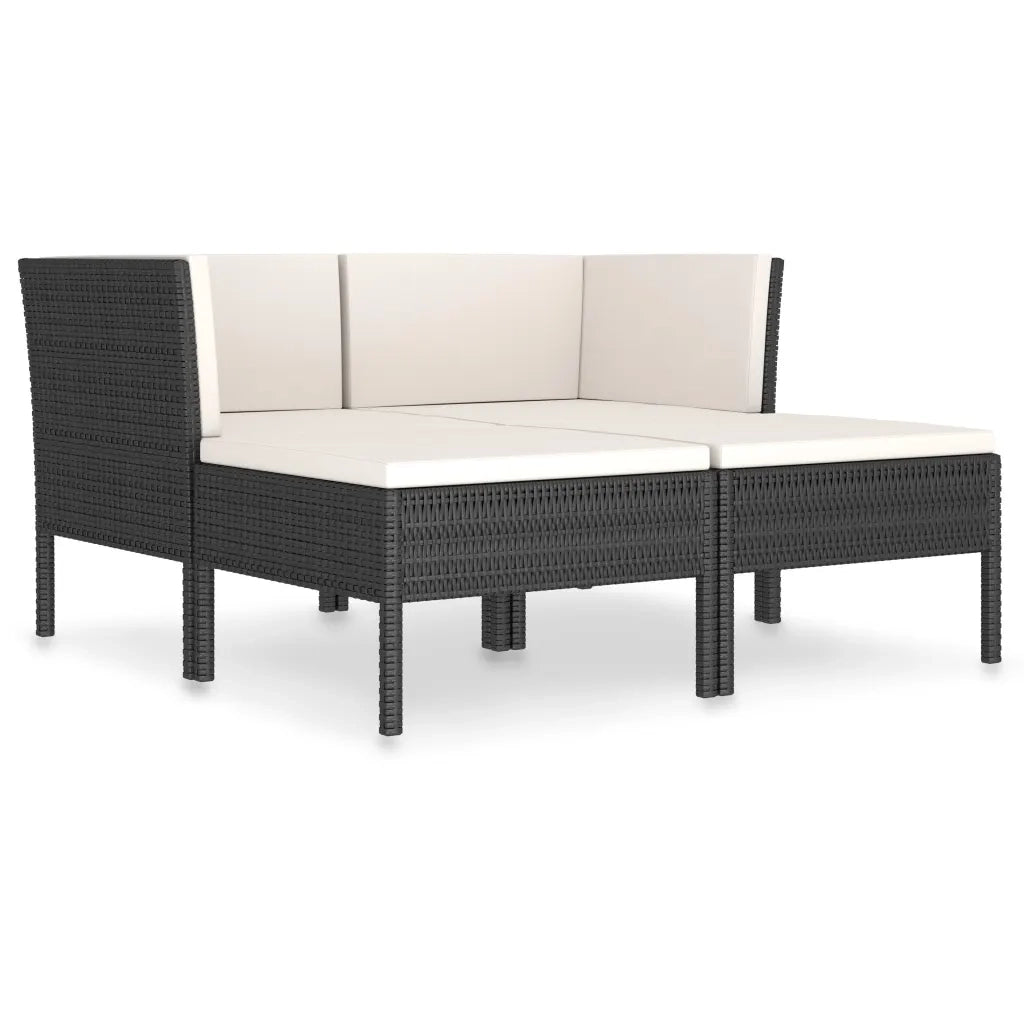 Set Divani da Giardino 4 pz con Cuscini in Polyrattan Nero 3056966
