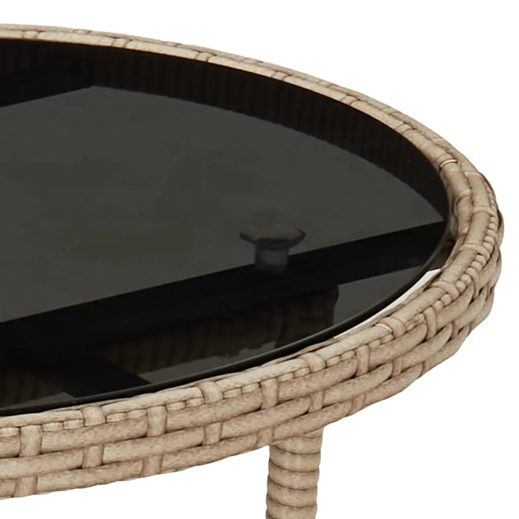 Set da Pranzo da Giardino 3 pz | Set Salotto da Giardino con Cuscini Polyrattan e Vetro
