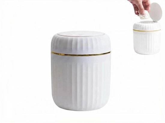 Bacetto da rifiuti 2 Litri - Bacetto da ufficio - Bacetto da bagno - Mini bacetto da rifiuti - Coperchio a pressione - Progettazione compatta 13×13×16 cm