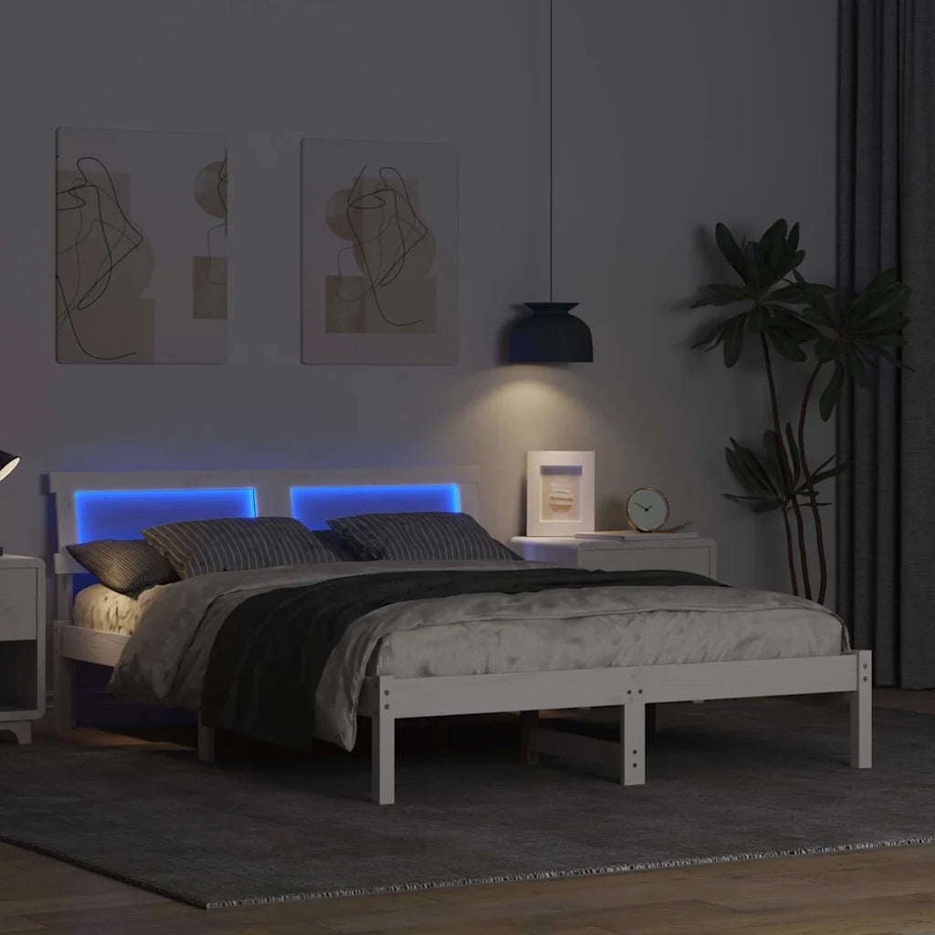 Letto matrimoniale | Letto per adulti | Struttura del letto Bianco 120 x 200 cm Pino massello