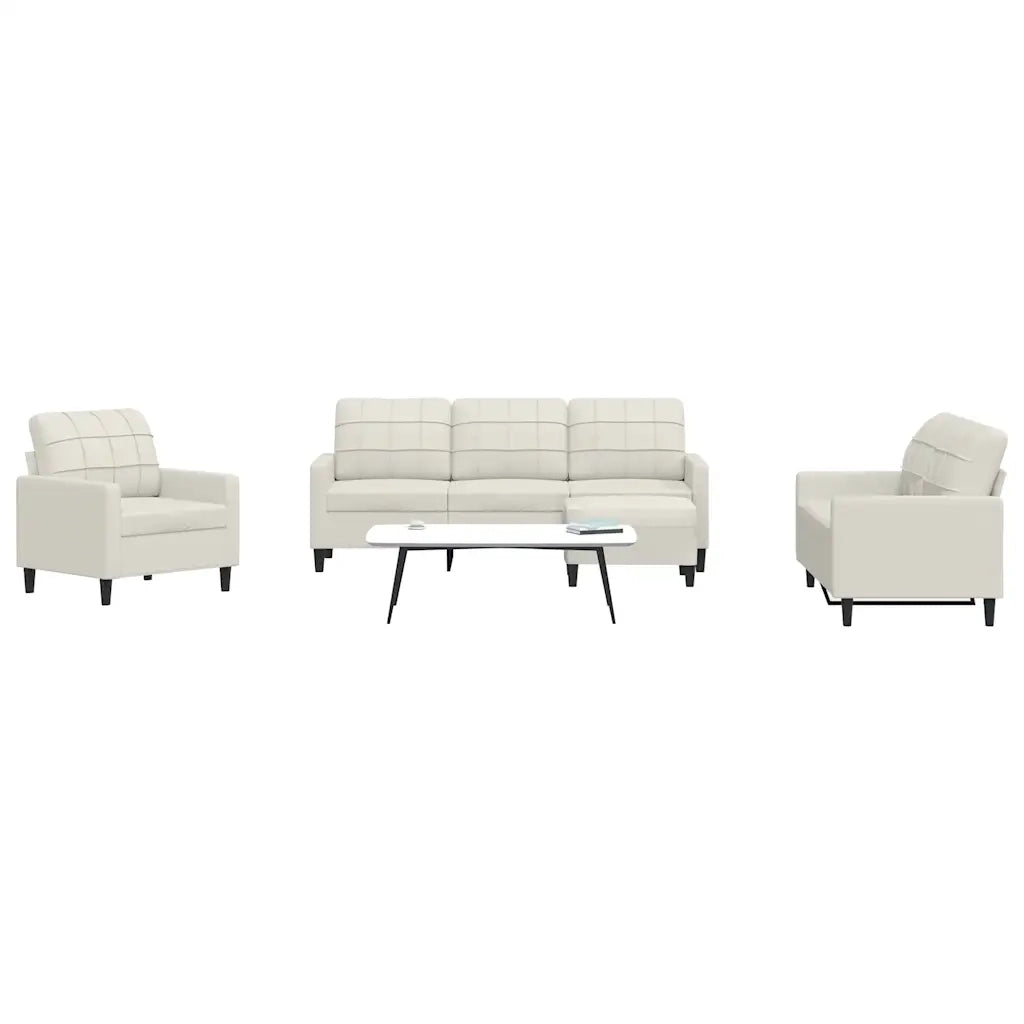 Set di Divani 4 pz con Cuscini Crema in Velluto 3278369
