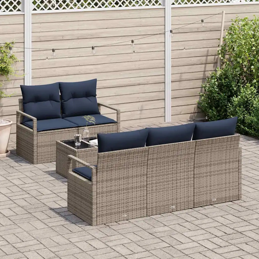 Set di divani 6 pcs Grigio e Blu Navy polyrattan 3346265