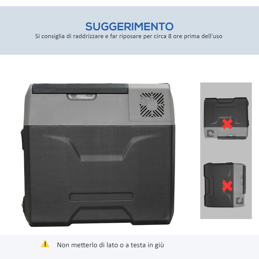Frigorifero Auto da 50L ¨C Minimal ¨C Grigio, Alluminio e Plastica, 58.6x37.8x54.5 cm
