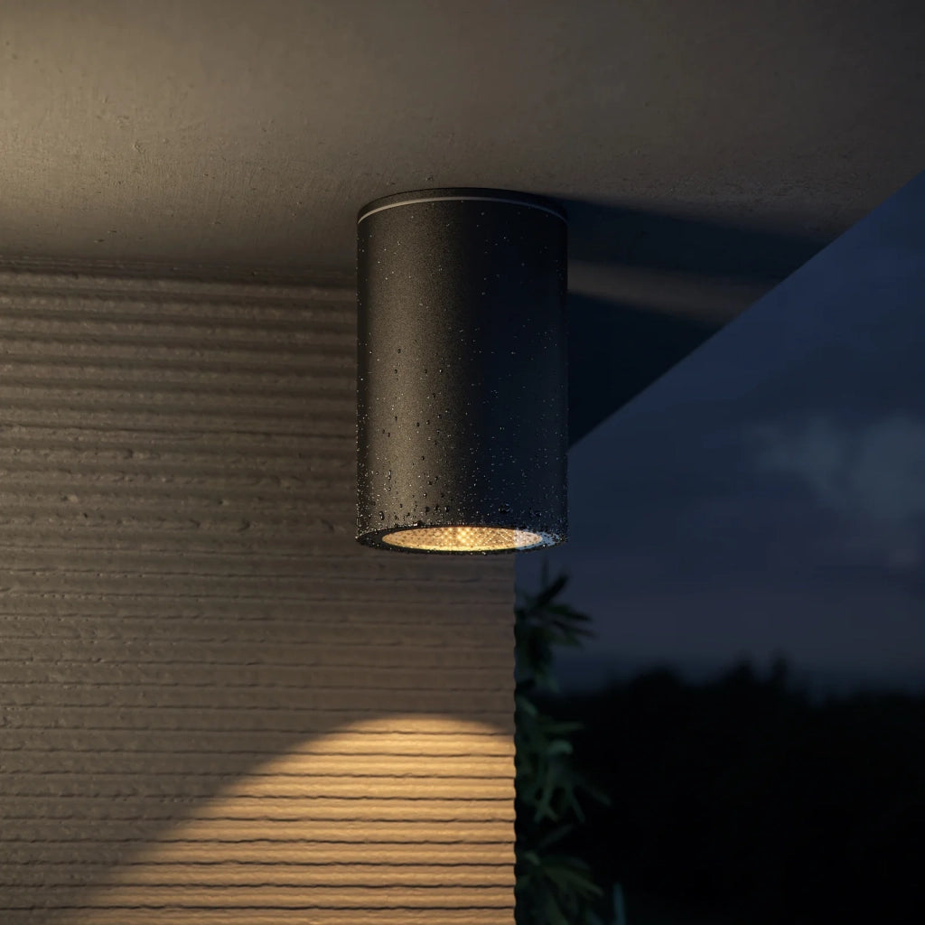 Plafoniera Da Esterno Moderna Roll 1 Luce Gu10 50W Alluminio Nero Ip54