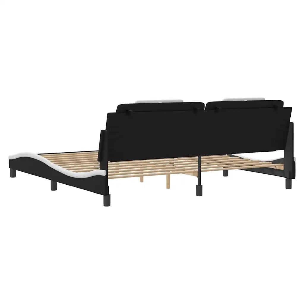 Giroletto Viana senza Materasso-Struttura Letto Bianco e Nero 200x200 cm in Similpelle