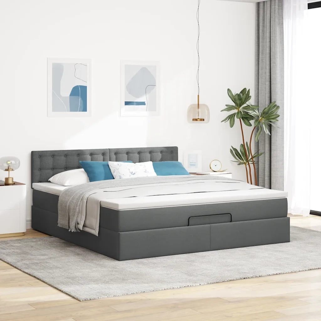 Struttura Letto Pouf con Materasso 180x200 cm in Tessuto 3311644