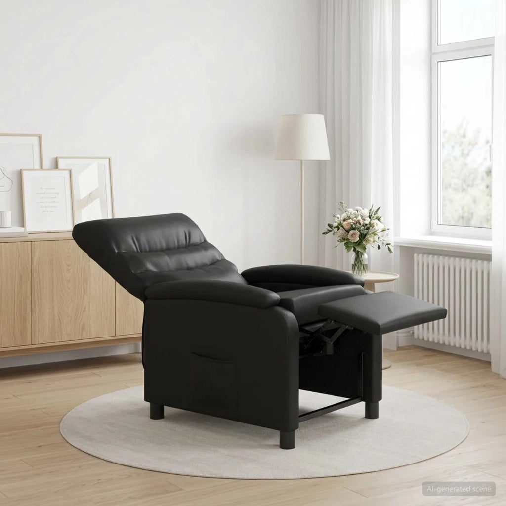 Divano Sedia-Poltrona reclinabile Nero Similpelle 603297