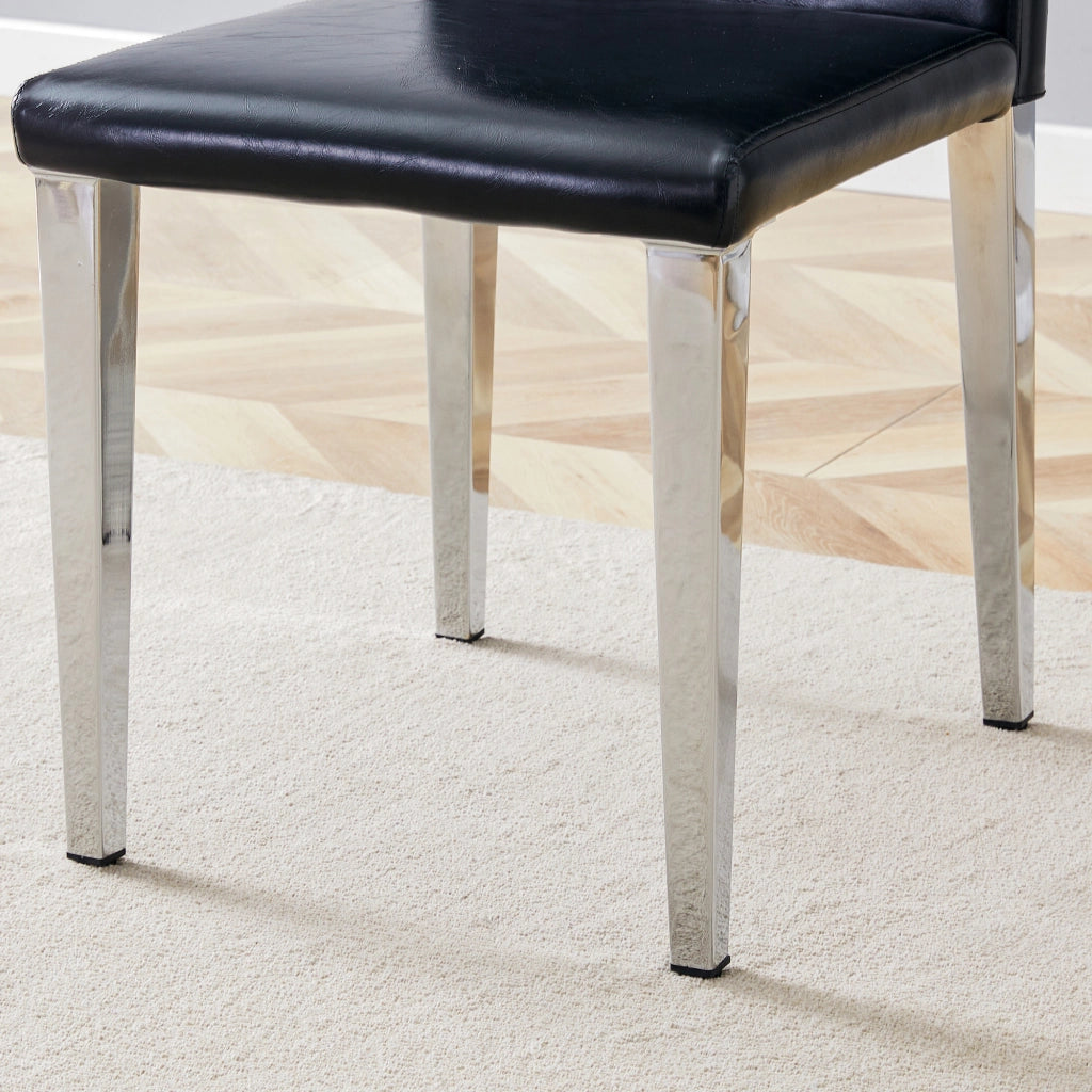SEDIA da pranzo moderna Set da 4 pezzi 90 cm Nero/Argento in PU e metallo