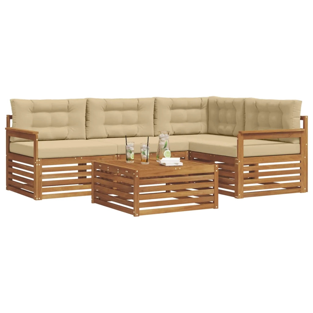 Set di divani da esterno con cuscino 5 pcs Naturale e Beige 3373408