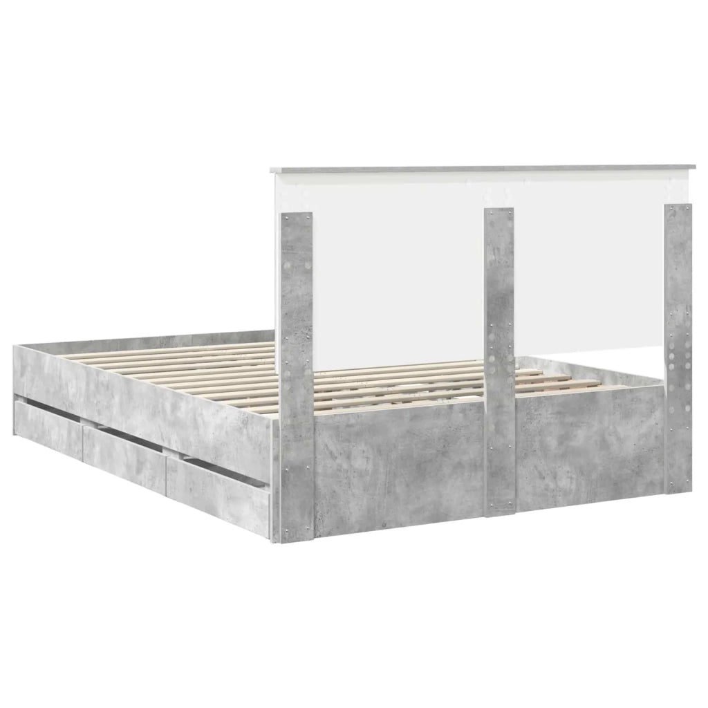 Struttura del letto con cassetto Grigio cemento 140 x 190 cm 3409457
