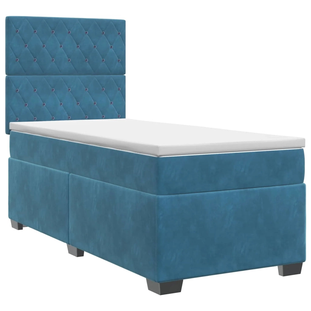 Letto box spring con materasso Blu 90 x 200 cm Velluto 3453564