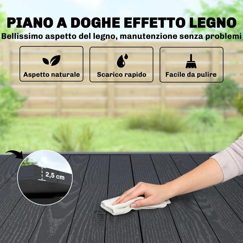 Tavolo da Giardino Allungabile ¨C Minimal ¨C Nero, Alluminio, 80/160x80x75 cm