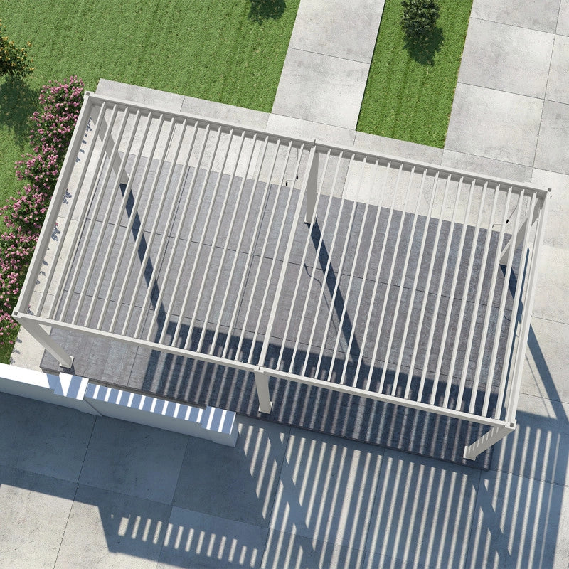 Pergola bioclimatica OmbrÃ©a autoportante VS - 3x6M Bianco + 2 tende