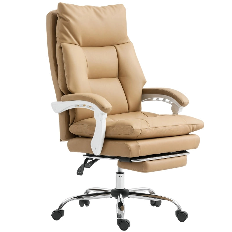 Sedia da ufficio ergonomica con Schienale reclinabile 135° e Poggiapiedi estraibile, in Similpelle Marrone