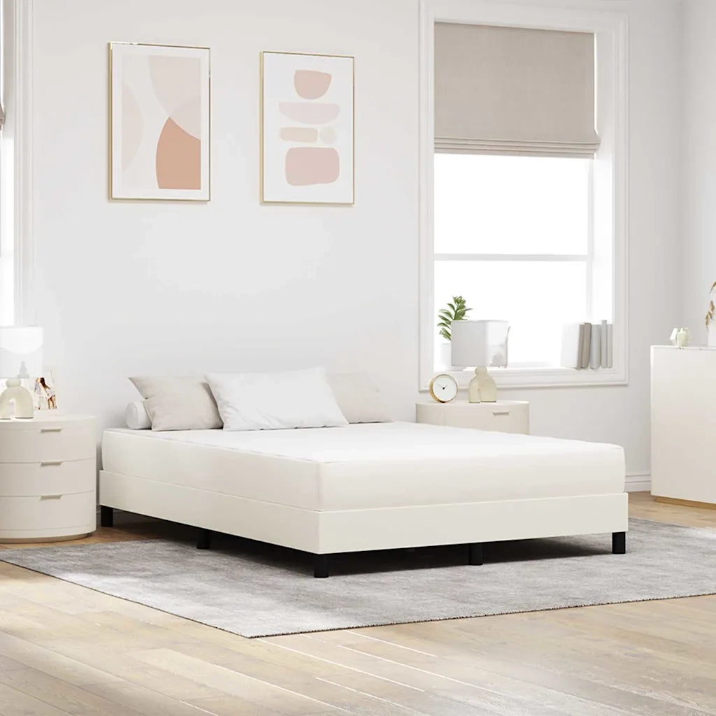 Letto matrimoniale | Letto per adulti | Materasso da Letto con materasso Crema 140 x 200 cm Tessuto