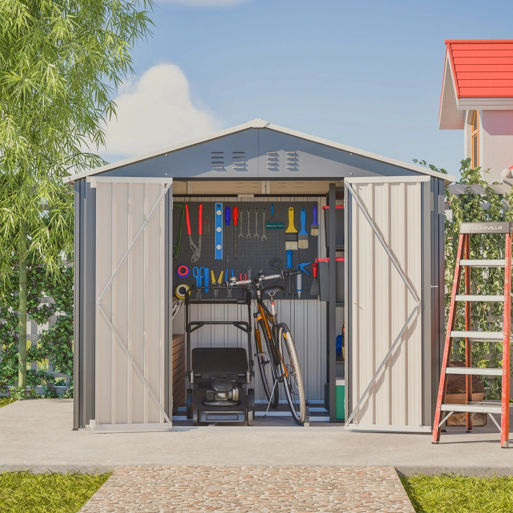 8x6FT Graues Metall-Tool-Shed mit Klapptür; Anthrazit-Farbe – Ideal für Gartenger?te und Werkzeugaufbewahrung
