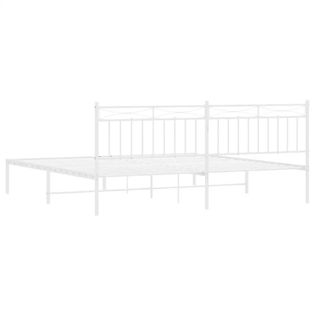 Letto matrimoniale | Letto per adulti | Giroletto con Testiera Metallo Bianco 193x203 cm