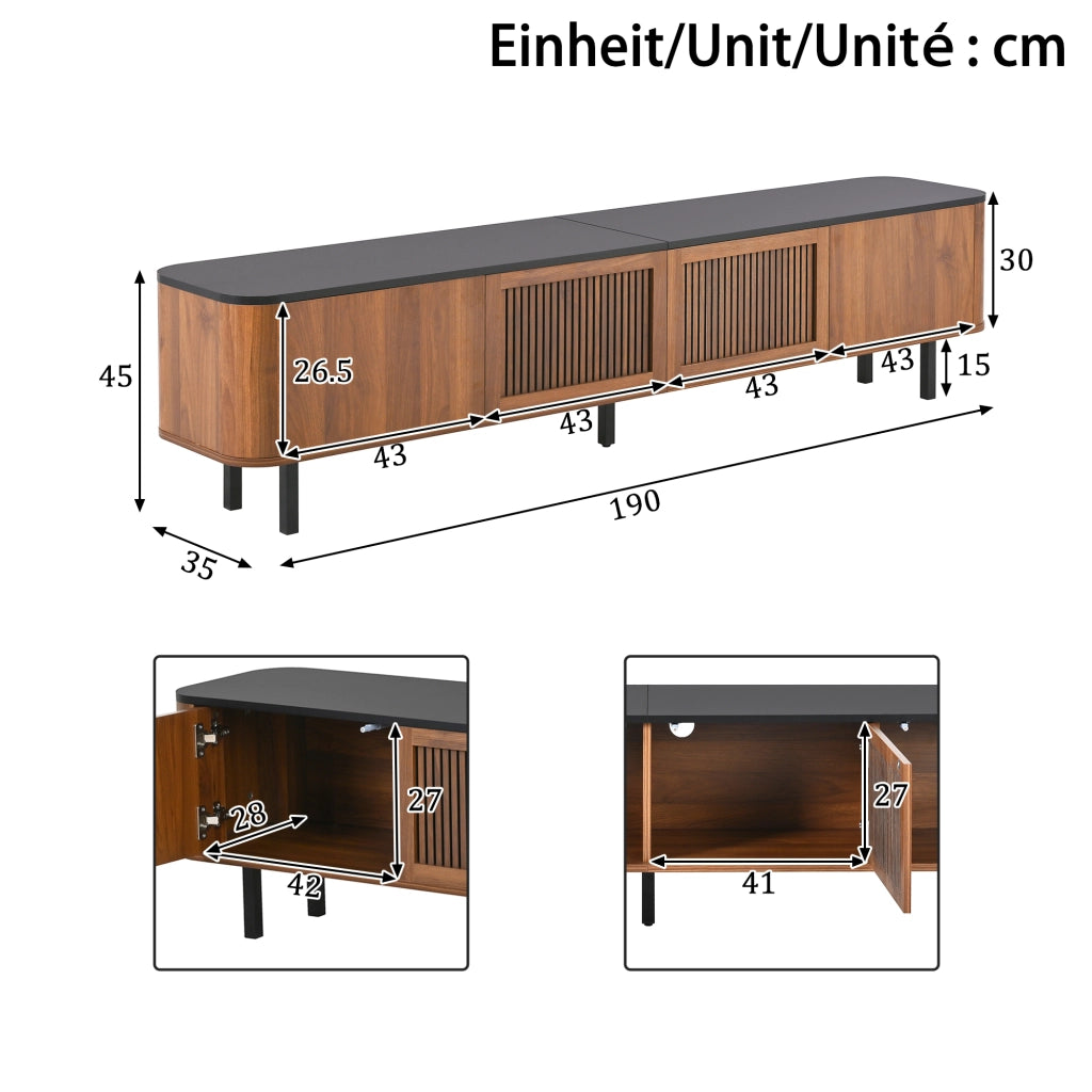 MOBILE TV 190x35x45 cm Noce MDF e pannello di legno