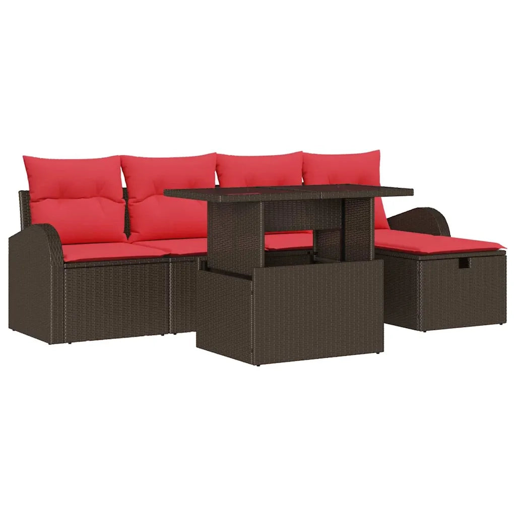 Set Divano da Giardino con cuscino 6 pcs Marrone Poly Rattan 3361083