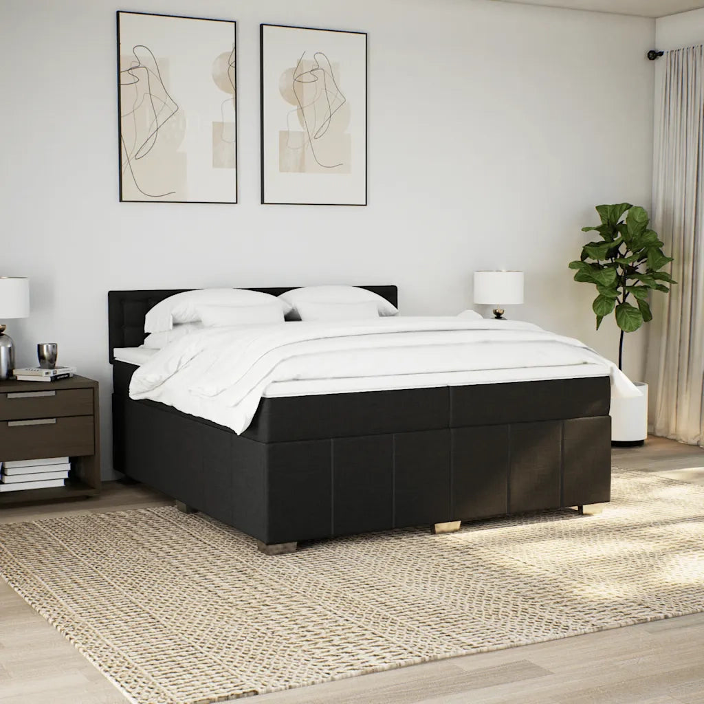 Giroletto a Molle con Materasso Nero 200x200 cm in Tessuto 3289491