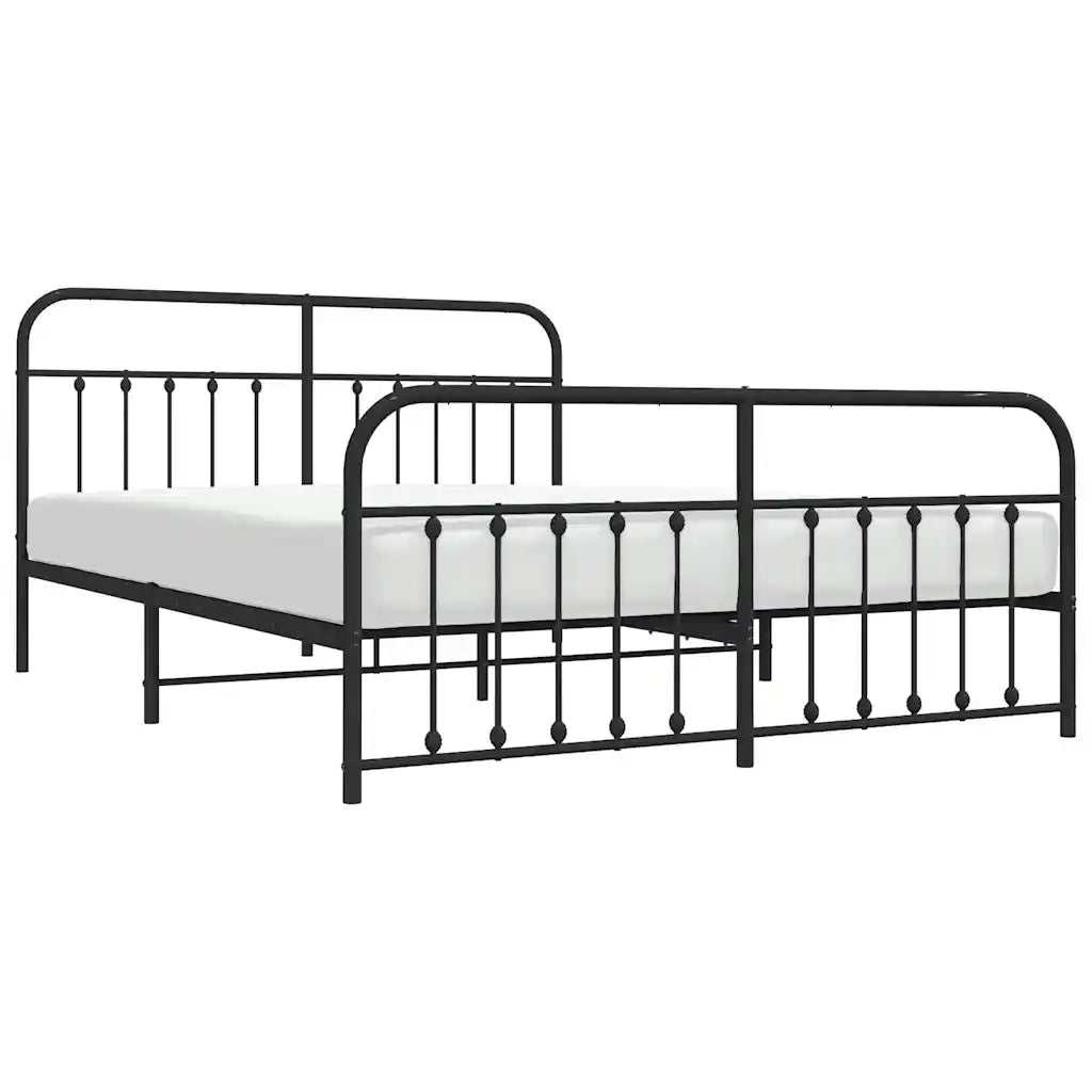 Giroletto con Testiera e Pediera-Struttura Letto Metallo Nero 183x213 cm 368714