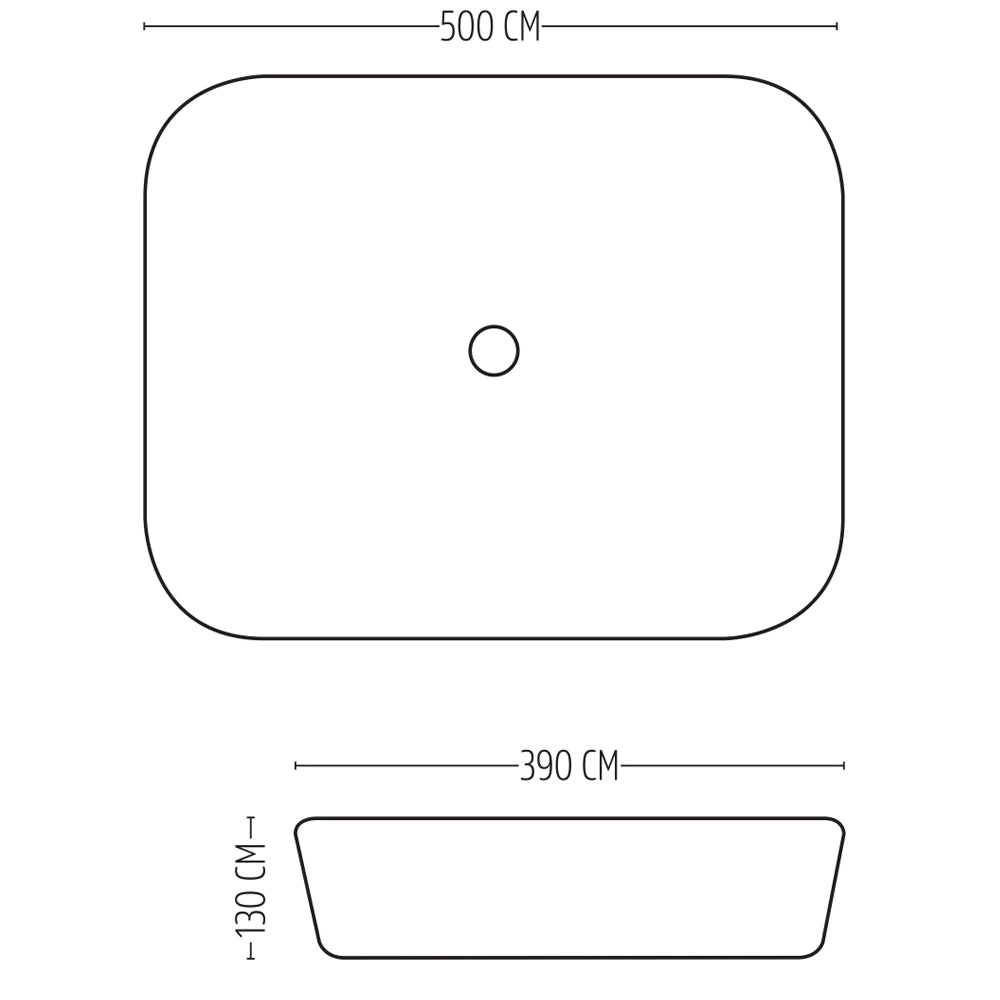 Lavabo da appoggio ceramica bianco rettangolare lavandino bagno 50x39x13 cm *** tinta bianco opaco, confezione 1