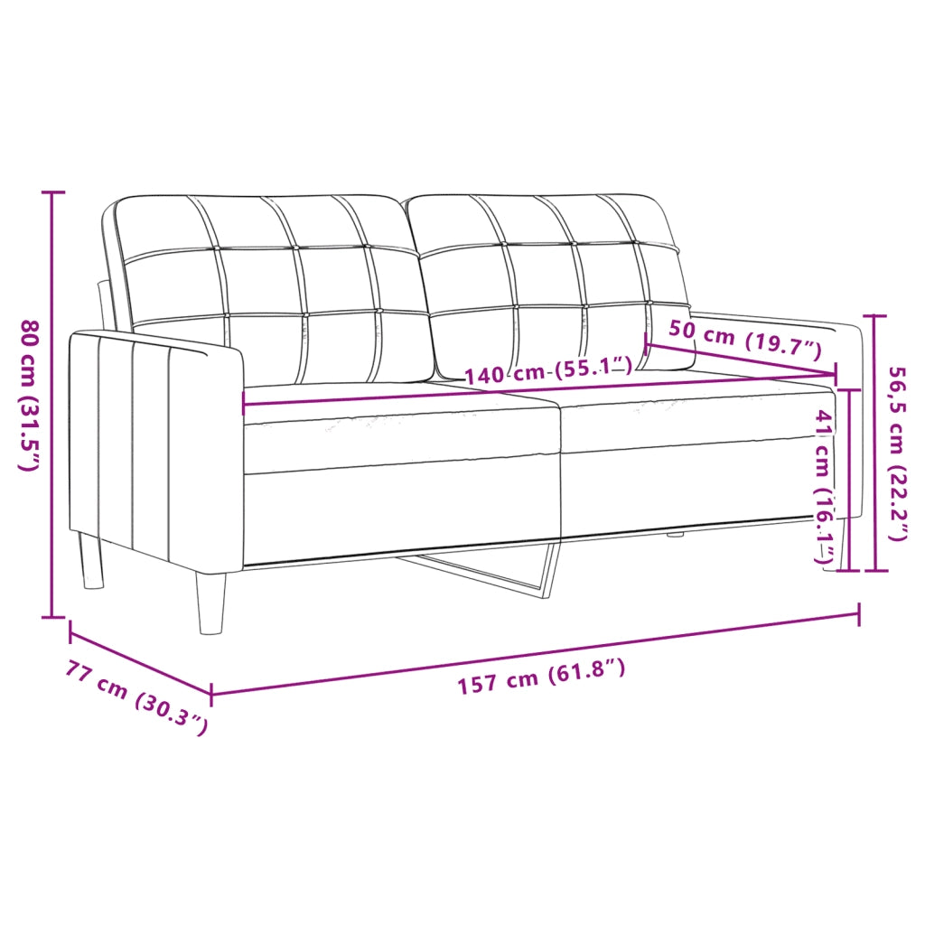 Divano a 2 Posti-Sofa 2 Posti Nero 140 cm in Velluto 490176